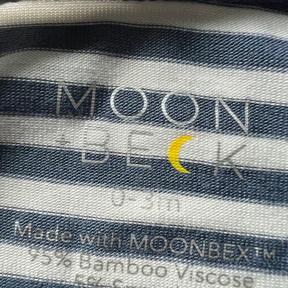 Moon + Beck Newborn Gown 0-3 Monts Blue Solid and Striped Bamboo Viscose - Picture 2 of 10